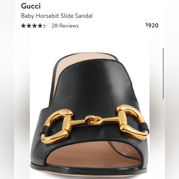Gucci 38.5 (8.5) Black Nappa Mule Sandal Slide Baby Horsebit Retail $920 - Picture 5 of 13